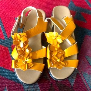 Never worn Size 10 Orange/Tan Floral Sandals